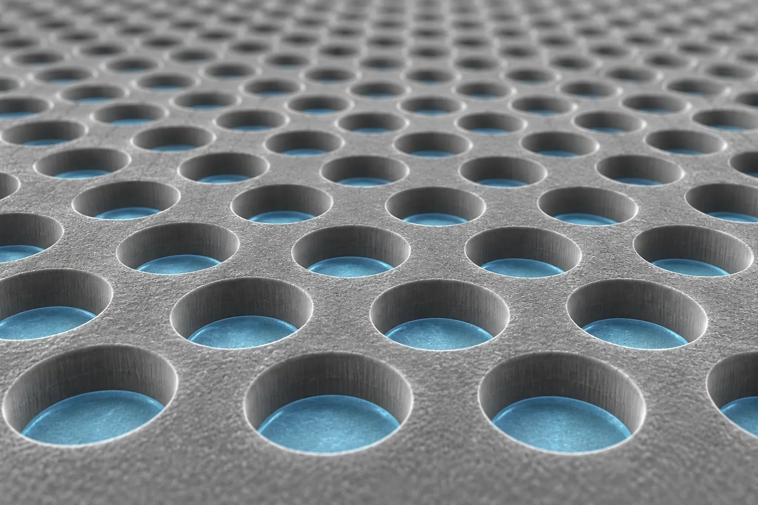 Wells filled with polymer