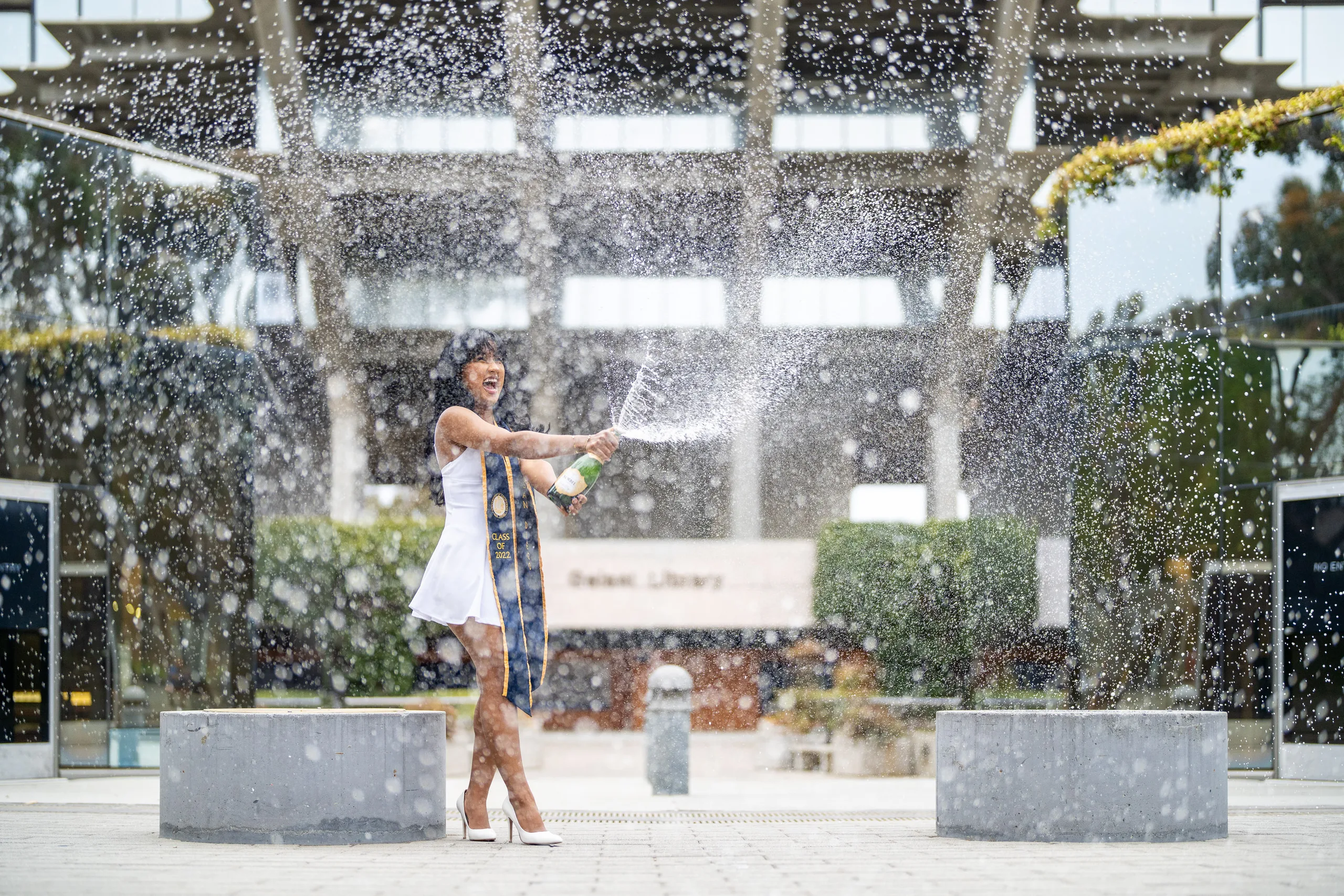 Portrait with sparkling water spray